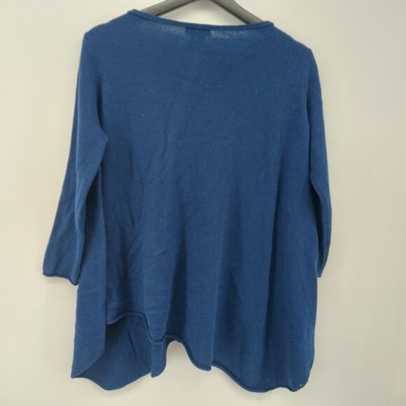 Philosophy × Diane Lewis Cashmere Oversized Assymetrical Hem Lagen Look Blue Med - Picture 3 of 3
